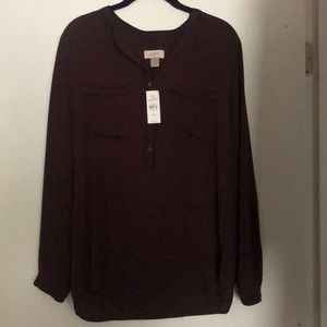 NWT loft blouse, maroon color, medium